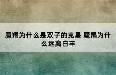 魔羯为什么是双子的克星 魔羯为什么远离白羊